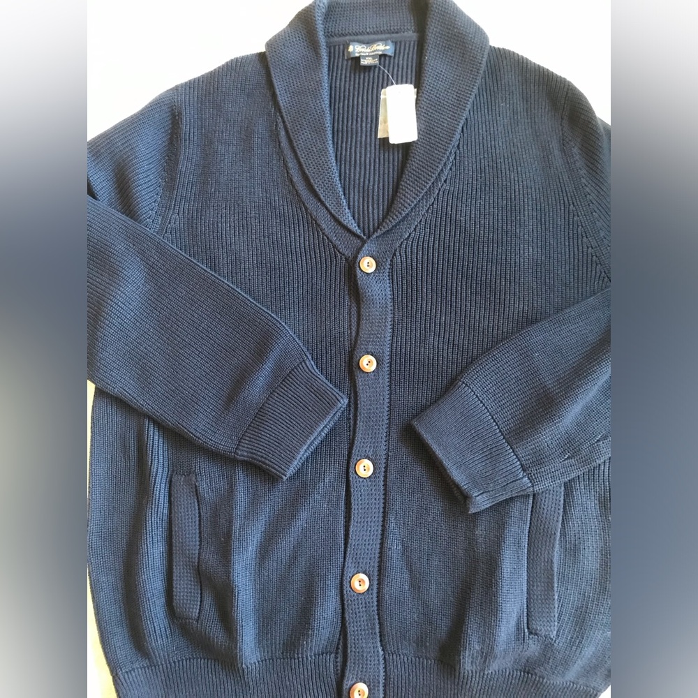 Brooks Brothers Nantucket Navy Shaker Knit Ribbed Cardigan
